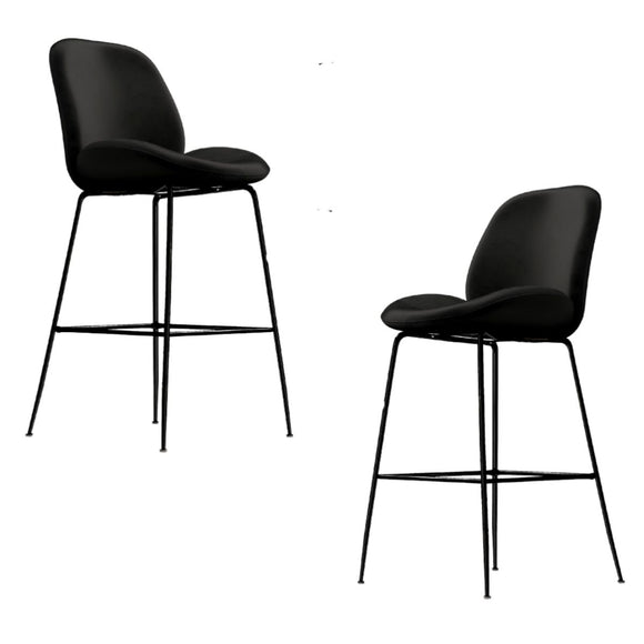 Avery Classic Black Velvet Barstool Set of 2