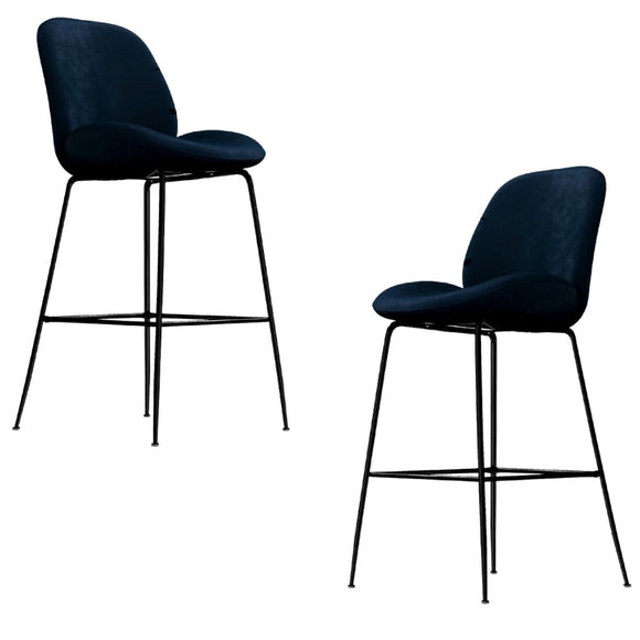 Avery Classic Blue Velvet Barstool Set of 2