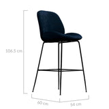 Avery Classic Blue Velvet Barstool Set of 2