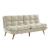 Alexa 3 Seater Velvet Sofa Bed Futon Cream