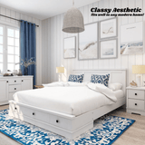 Margaux White Coastal Lifestyle Bedframe with Storage Drawers Double