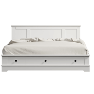 Margaux White Coastal Lifestyle Bedframe with Storage Drawers Queen