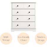 Margaux White Coastal Style Chest of Drawers Tallboy