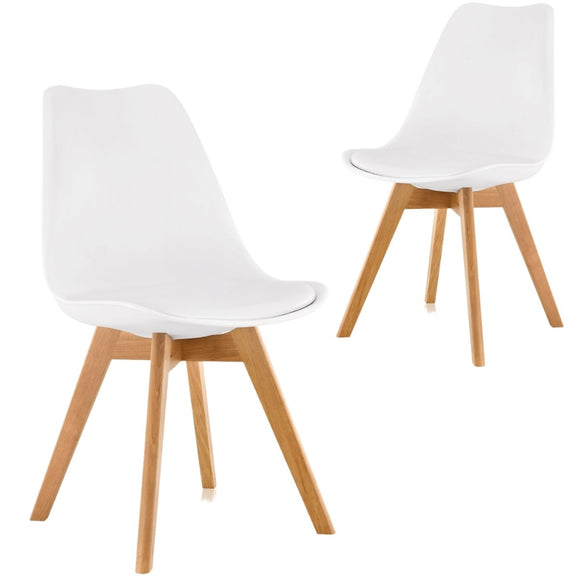 Cherry White Iconic Mid-Century Design Dining Chair Set of 2