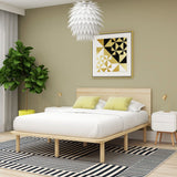 Natural Solid Wood Bed Frame Bed Base with Headboard King