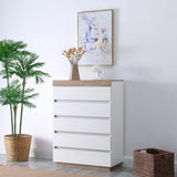 Ashley Coastal White Wooden Chest of 5 Drawers Tallboy