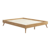 Natural Oak Ensemble Bed Frame Wooden Slat Queen