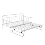 Metal Daybed Pop Up Trundle Sofa Bed Frame Single Size White