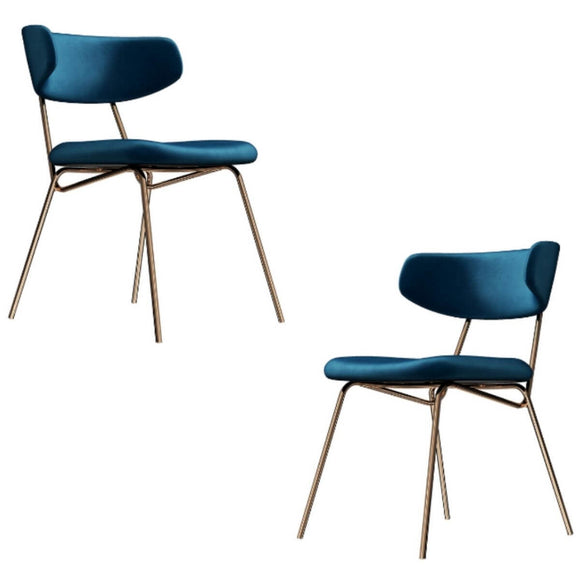 Kylie Modern Sapphire Blue Dining Chair with Gold Legs Set of 2