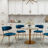 Kylie Modern Sapphire Blue Dining Chair with Gold Legs Set of 2
