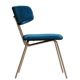 Kylie Modern Sapphire Blue Dining Chair with Gold Legs Set of 2