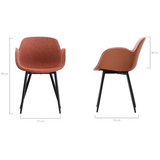 Loney Terracotta Upholstered PU Fabric Dining Chair Set of 2