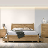 Mica Natural Wooden Bed Frame with Storage Drawers Double