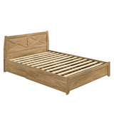 Mica Natural Wooden Bed Frame with Storage Drawers Double