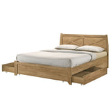 Mica Natural Wooden Bed Frame with Storage Drawers Double