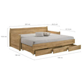 Mica Natural Wooden Day Bed with 3 Drawers Sofa Bed Frame