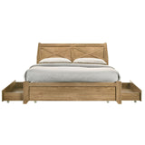 Mica Natural Wooden Bed Frame with Storage Drawers Queen