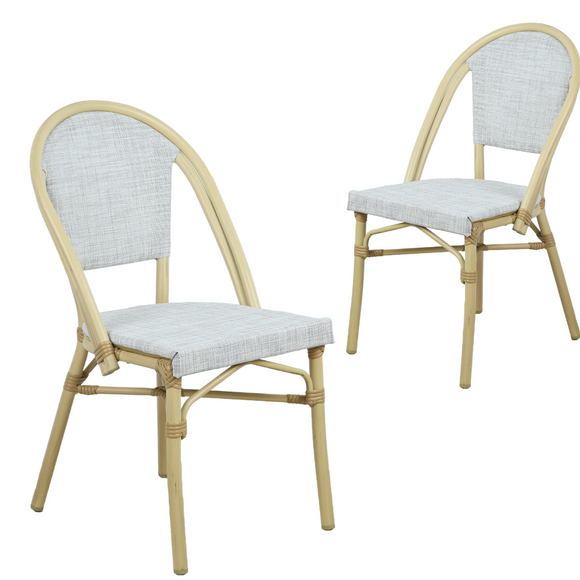 Morris White+Natural French Flair Outdoor Dining Chair Set