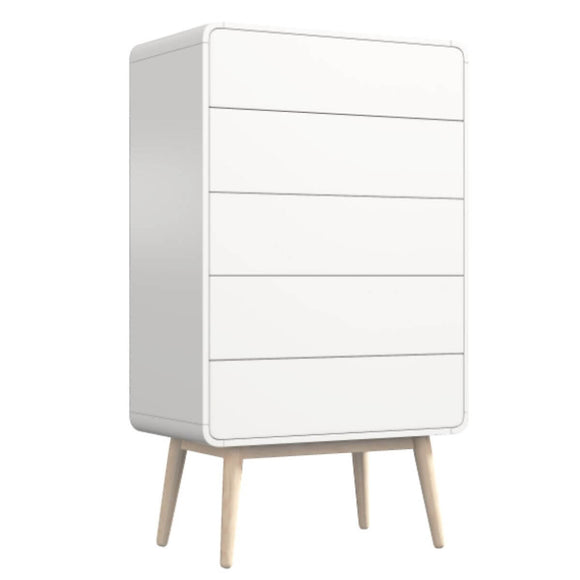 Merlin White Modern Retro Tallboy