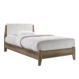 Wooden Bed Frame with Leather Upholstered Bed Head Size Double