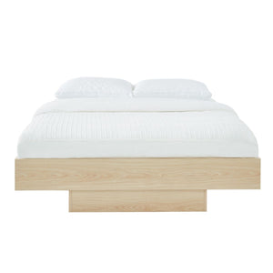 Natural Oak Wood Floating Bed Base Double