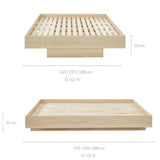 Natural Oak Wood Floating Bed Base Double