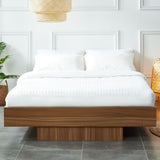 Walnut Oak Wood Floating Bed Base King