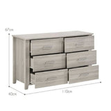 White 6 Chest of Drawers Bedroom Cabinet Storage Tallboy Dresser