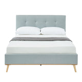 Stone Grey Solid Natural Plywood & Metal Upholstered Bed Frame Size Double