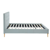 Stone Grey Solid Natural Plywood & Metal Upholstered Bed Frame Size Double