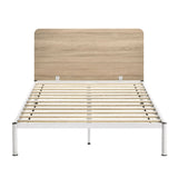 Chesca Bed Frame Modern White Metal & Wood Double