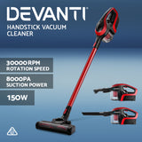 Devanti Cordless Stick Vacuum Cleaner - Black and Red