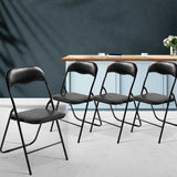 Artiss Set of 6 Portable Vinyl Folding Chair Padded Seat Steel Frame Black 6 Pack