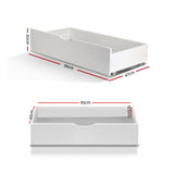 Artiss 2x Storage Drawers Trundle for Single Wooden Bed Frame Base Timber White