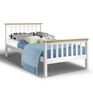 Artiss King Single Wooden Bed Frame Timber  Kids Adults