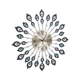 Large Modern 3D Crystal Wall Clock Luxury Art Silent Round Dial Home Decor