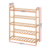 Artiss 5-Tier Bamboo Shoe Rack Organiser Storage Shelf Stand Shelves