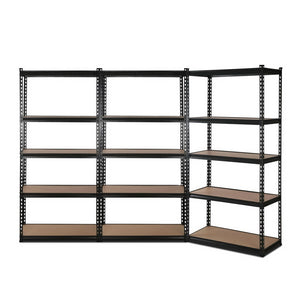 3x1.8M 5-Shelves Steel Warehouse Shelving Racking Garage Storage Rack Black