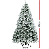 Jingle Jollys Snowy Christmas Tree 1.8M 6FT Xmas Decorations 520 Tips