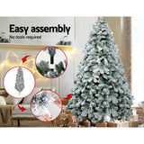 Jingle Jollys Snowy Christmas Tree 1.8M 6FT Xmas Decorations 520 Tips