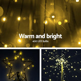 Jingle Jollys 3.6M LED Christmas Tree Lights Xmas 400pc LED Warm White Optic Fiber