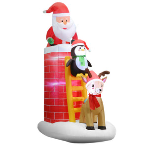 Jingle Jollys 2.1M Christmas Inflatable Santa on Chimney Decorations Outdoor LED