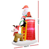 Jingle Jollys 2.1M Christmas Inflatable Santa on Chimney Decorations Outdoor LED