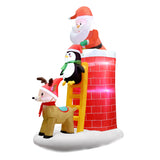 Jingle Jollys 2.1M Christmas Inflatable Santa on Chimney Decorations Outdoor LED