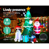 Jingle Jollys 3M Inflatable Christmas Tree Santa Lights Outdoor Decorations