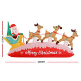 Jingle Jollys Inflatable Christmas Santa On Sleigh 2.8M Lights Outdoor Decorations