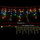 Jingle Jollys 500 LED Christmas Icicle Lights 20M Outdoor Fairy String Party Wedding Multicolour