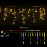 Jingle Jollys 500 LED Solar Powered Christmas Icicle Lights 20M Outdoor Fairy String Party Warm White