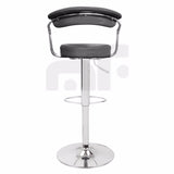 2X Black Bar Stools Faux Leather High Back Adjustable Crome Base Gas Lift Swivel Chairs