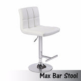 2X White Bar Stools Faux Leather Mid High Back Adjustable Crome Base Gas Lift Swivel Chairs